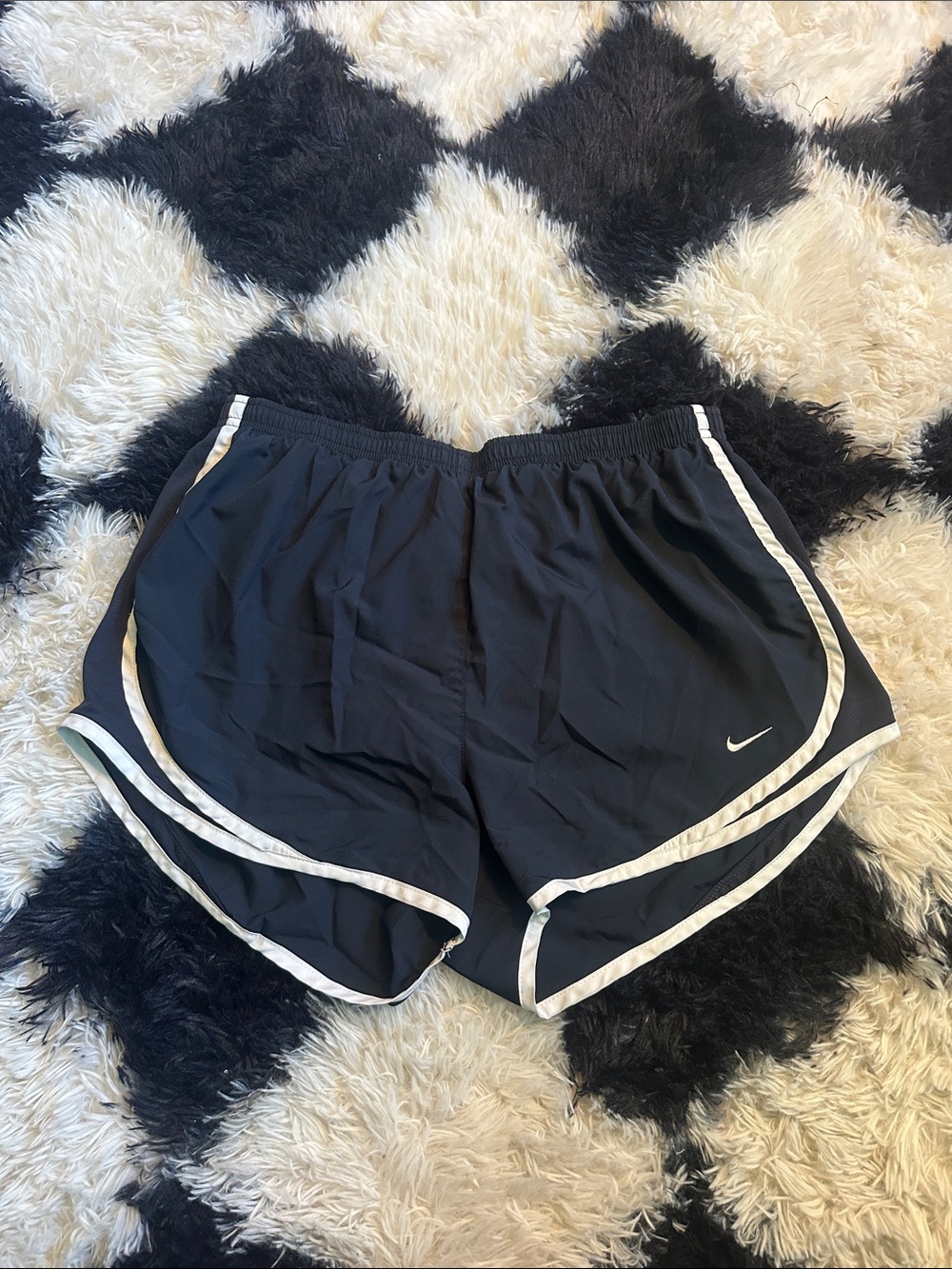 Nike Black Athletic Shorts with White Piping
